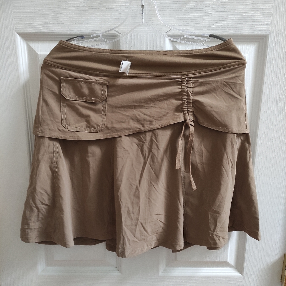 Athleta Tan Khakina Wherever Skort women's 6 Ruched Tie Pockets